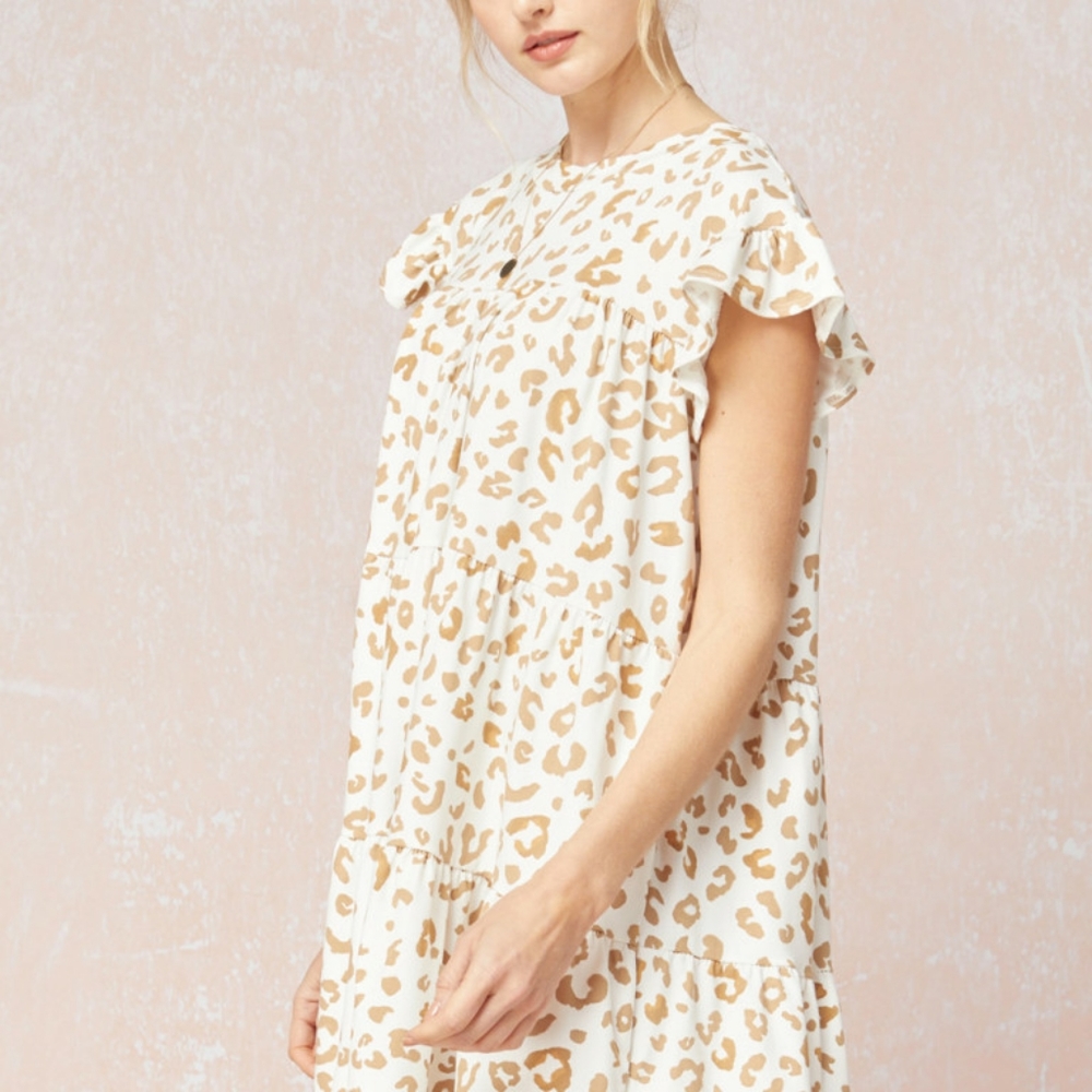 Leopard Print Babydoll Dress NWT - Picture 3 of 7
